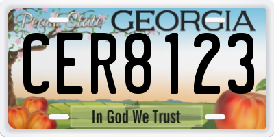 GA license plate CER8123