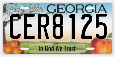 GA license plate CER8125