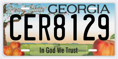 GA license plate CER8129