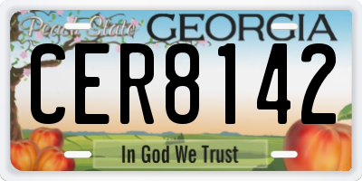 GA license plate CER8142