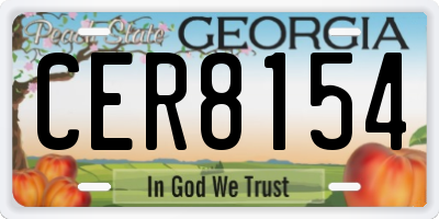 GA license plate CER8154