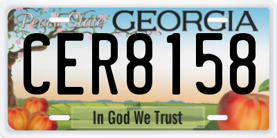 GA license plate CER8158