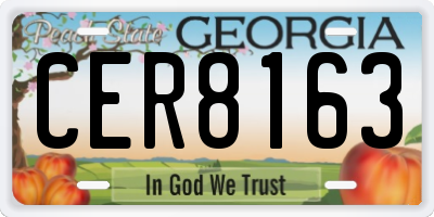 GA license plate CER8163
