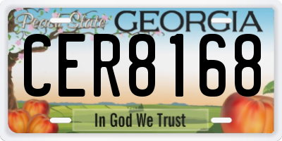 GA license plate CER8168