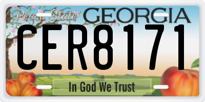 GA license plate CER8171