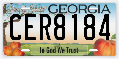 GA license plate CER8184