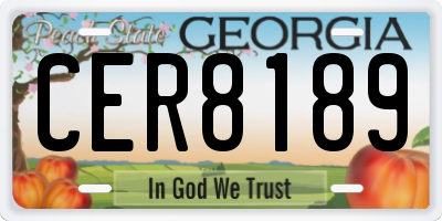 GA license plate CER8189