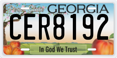 GA license plate CER8192