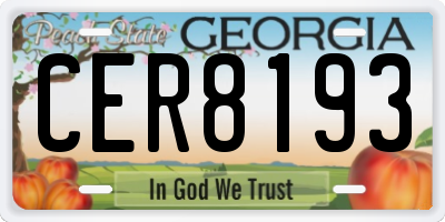 GA license plate CER8193