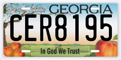 GA license plate CER8195