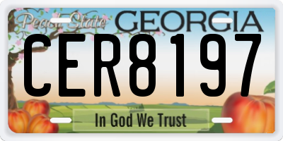 GA license plate CER8197