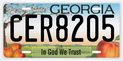 GA license plate CER8205