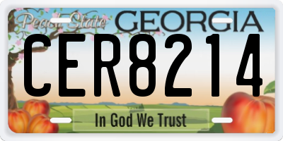 GA license plate CER8214