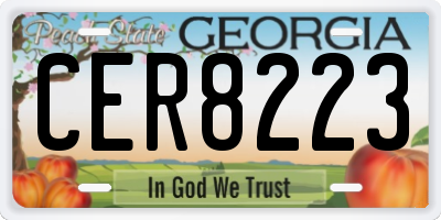 GA license plate CER8223