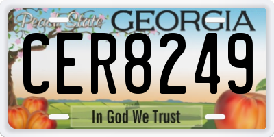GA license plate CER8249