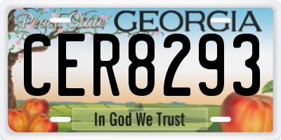 GA license plate CER8293