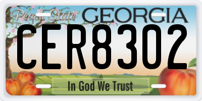 GA license plate CER8302