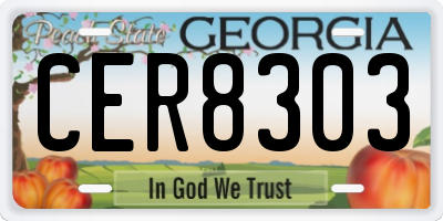 GA license plate CER8303