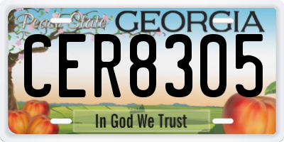 GA license plate CER8305