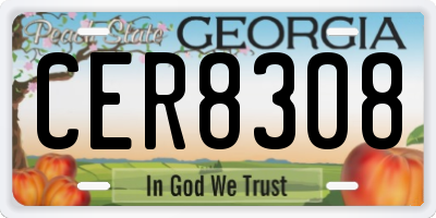 GA license plate CER8308