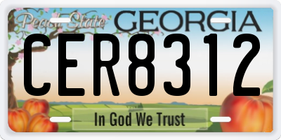 GA license plate CER8312