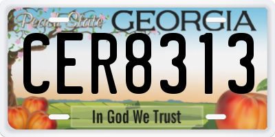 GA license plate CER8313