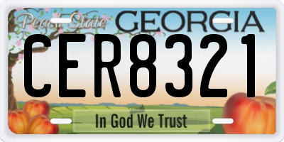 GA license plate CER8321
