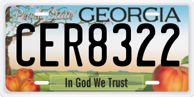 GA license plate CER8322