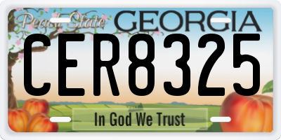 GA license plate CER8325