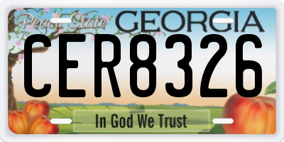 GA license plate CER8326