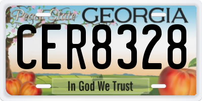 GA license plate CER8328