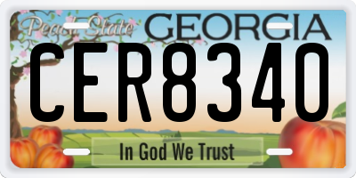 GA license plate CER8340