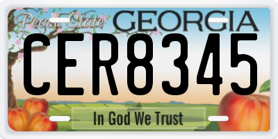 GA license plate CER8345