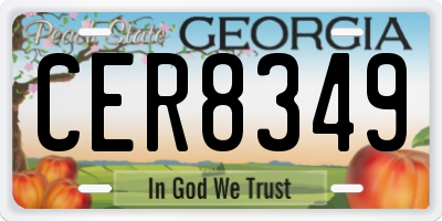 GA license plate CER8349