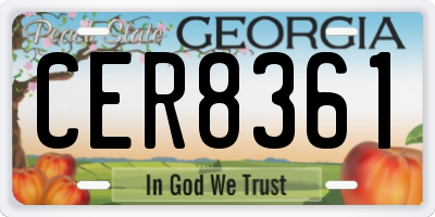 GA license plate CER8361
