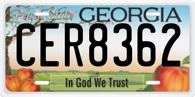 GA license plate CER8362