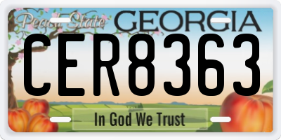 GA license plate CER8363