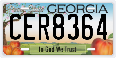 GA license plate CER8364