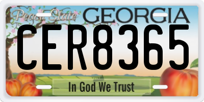 GA license plate CER8365