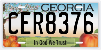 GA license plate CER8376