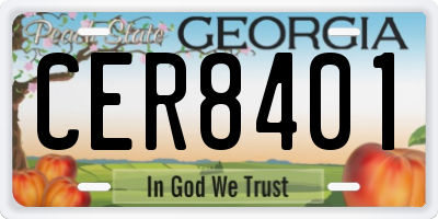 GA license plate CER8401