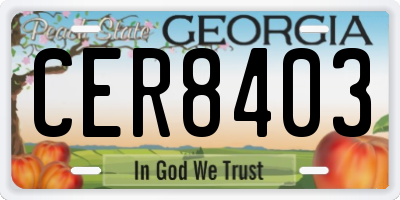 GA license plate CER8403