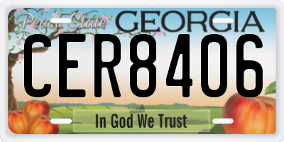 GA license plate CER8406
