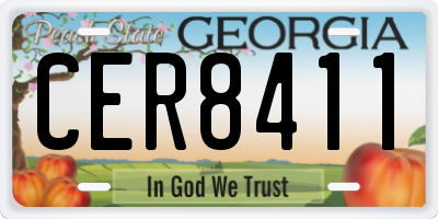 GA license plate CER8411