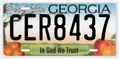 GA license plate CER8437