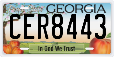 GA license plate CER8443