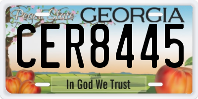 GA license plate CER8445