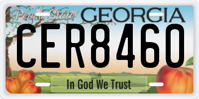 GA license plate CER8460
