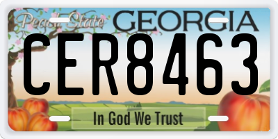GA license plate CER8463