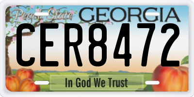 GA license plate CER8472